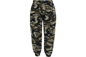 Aislor Pantaloni Lunghi in Cotone Bambino Camouflage Cargo Pantaloni Mimetici Casual Ragazzo Salopette Pantaloni con Tasche Ragazzi Pantaloni Sportivi Jogging Corsa
