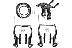 BOTEWO Kit de Frein de Velo Universel: Frein V-Brake Avant et Arrière Jeu Complet de Freins de Vélo V avec des Câbles de Frein et un Kit de Levier de Frein pour VTT Vélo de Route