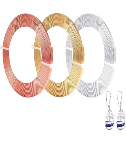 PATIKIL Filo Di Ottone Piatto Calibro 32 (0,2x0,6 Mm) - 21 Piedi/6 Metri Per Creazione Gioielli E Artigianato Fai Da Te