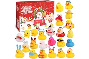 AVVIKRO Calendrier de l'Avent 2023, calendrier de l'Avent de 24 jours avec 24 canards en caoutchouc, jouets amusants pour garçons, filles, enfants et tout-petits, décoration de Noël, cadeaux de Noël (lot A)