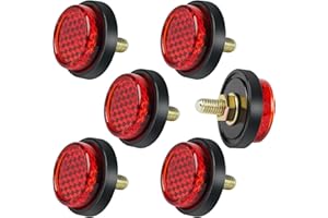 AYBUY Catarifrangente Moto, 6 Pezzi Targa Universale, 24mm Riflettore Rosso per Moto e Bicicletta (Versione dado)