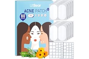 ‎LITBEAR LitBear Große Pickel Patches in 5 Größen für große Pickel, Akne-Patch für Gesicht und Körper, Akne-Spot-Behandlung mit Teebaum- und Ringelblumenöl und Hydrokolloid (80 Patches)