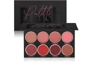 LANGMANNI 8 Farben Make-up Rouge Palette, Matte, langanhaltende, aufhellende Teint-Reparatur Nude Make-up Tragbares Make-up Rouge, Kontur und Highlight, Professionelles Gesichts-Make-up-Rouge