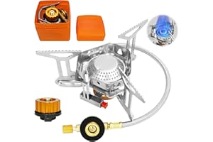 ELEUTH Hornillos Camping Gas 3500 W,Mini Estufa de Gas para Camping Plegable de Acero con Encendido Piezoeléctrico,Hornillos de Gas Ultraligera y Duradera para Camping,Picnic,Mochilero,Senderismo