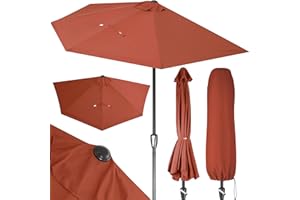 Kingsleeve® Sonnenschirm Halbrund 2,7m Abdeckung UV-Schutz 80+ Balkon Terrasse Halbschirm Terrassenschirm Balkonschirm Halbrundschirm Terracotta