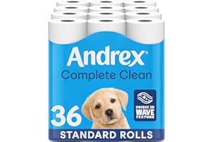 Andrex Complete Clean Toilet Roll 36 Rolls (Previously Andrex Classic Clean Toilet Tissue) Unbeatable Toilet Paper with Unique 3D Wave, FSC Certified