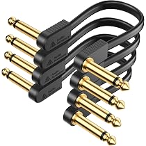 D'Addario Planet Waves Cable Plano Para Guitarra - 6 Pulgadas / 152.4 Mm, Conector Ángulo Recto, Pack De 2, Para Pedaleras Compactas