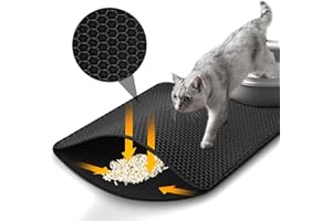 UCAMP Katzenklo Matte,45x60cm Katzenstreu Matte,Honeycomb Double Layer Non-Slip Katzenstreumatte,Wasserdicht und Urin Proof Katzenmatte Katzenklo für Litter Catcher,Cat Litter Mat[Schwarz]