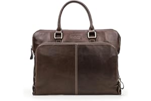 Contact's Bolso de piel auténtica para ordenador portátil, maletín de oficina, bolso superior para tableta, bolso de mano vintage