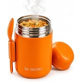 Le Murano 500 ml Yemek Termosu, 304 &Ccedil;elik, Sporklu ve Geniş Ağızlı (Turuncu)
