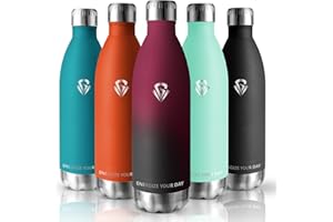 Grsta Borraccia Termica, Borraccia 1 Litro, Borraccia Termica Acciaio Inox Senza Perdite, Borraccia Palestra Senza BPA, 18/8 Acciaio Inox, Isolato Sottovuoto, Borraccia per Sport, Viaggio, Campeggio