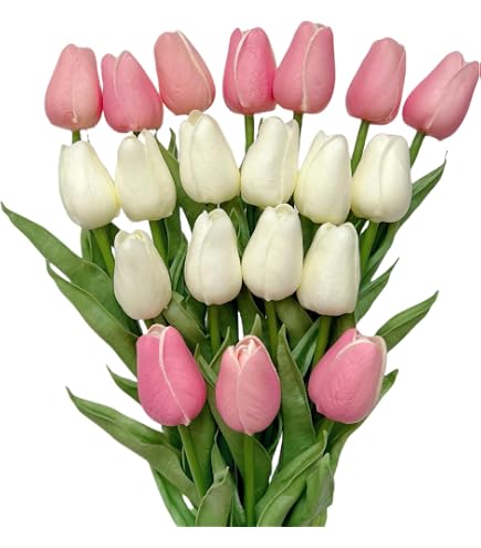 Set Di 10 Tulipani Artificiali Multicolore, Con 6 Tulipani E 4 Boccioli