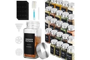 Lannvan Set di 24 Barattoli per Spezie 120ml - Contenitori con Coperchio, Setaccio, Etichette, Spazzola e Imbuto per Cucina