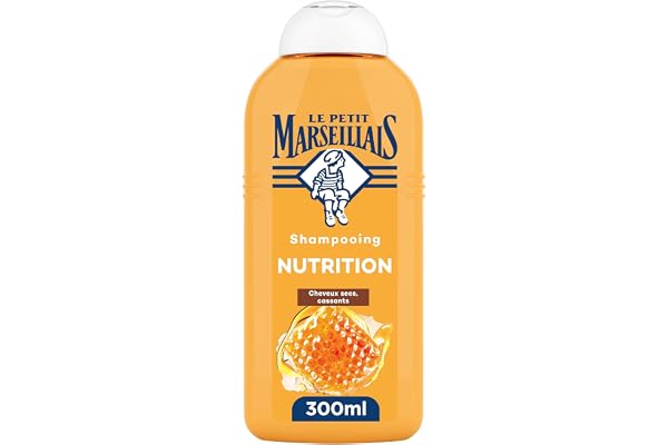 Le Petit Marseillais – Shampooing Nutrition Miel & Karité Bio (300 ml) – Shampoing sans silicone pour cheveux secs et cassants – 96% d'origine naturelle pour une brillance optimale