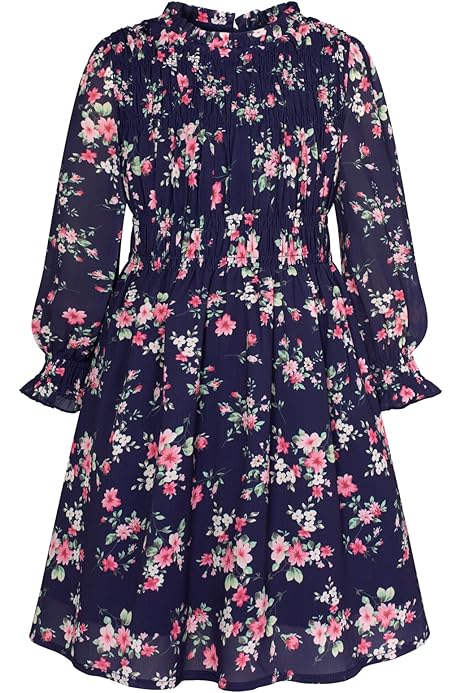 GRACE KARIN Vestito Donna In Chiffon Elegante Con Stampa Floreale - Manica 3/4 E Scollo Tondo - Foto 2