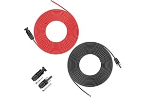 iGreely 6mm² / 10AWG Solar Panel Extension Cable with Female and Male Solar Panel Connector 9M/30 Feet Waterproof Solar Panel Wire Adapter (30FT Red + 30FT Black)