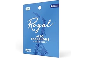 D'Addario Royal Organic Alto Saxophone Reeds, Strength 2.5, 3-Pack