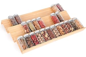 Cinnani Regał na przyprawy do szuflad - 6 poziomów bambusowy organizer na przyprawy, półka na przyprawy, szuflada na przyprawy, uchwyt na przyprawy kuchenne, organizer kuchenny bez wiercenia
