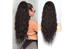 JUZIVIEE Pferdeschwanz Extensions Braun Lang Gewickelt Haarteil Ponytail Natürliches Kunsthaar Haar Haarverlängerunge Extensions für Damen Afro Zopf Ponytail ca.65cm 095B