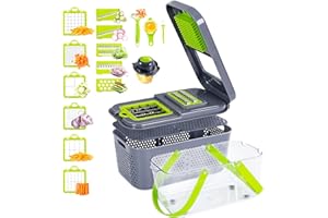 Irishom 22 in 1 Tagliaverdure multiuso, Mandolina per verdure multifunzione con 13 lame regolabili, affettatrice per verdure, tritatutto grattugia da cucina