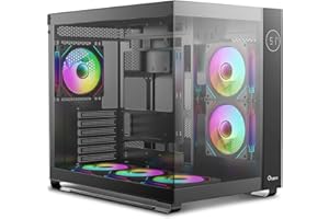 OCYPUS Iota C70 Mid-Tower Computer Case,Large Capacity PC Gaming Case with Pre-Installed 6 ARGB Fan&Hub,Real-Time Digital Display,Panoramic View,Quick-Release Design,Type-C 3.1,for ATX/MATX/ITX/YTX (BK)