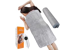 Cojín calefactor, 50 x 100 cm OCSOSO Cojines calefactores muy grandes, apagado automático y 10 niveles de calor, el cojín de calentamiento para aliviar el dolor de espalda, cuello y hombros