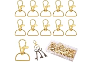 LUMINARYLAIR 30 Piezas Oro Llavero Giratorio, Mosquetónes de Anillo en D Giratorio, Mosqueton Giratorio Llavero, Giro de Cierre Mosquetón, Llavero Mosquetón Gancho, para Manualidades Diy, Mochila, Bolsos