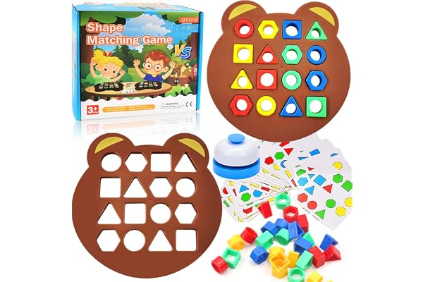 Jastown Jeu d'association en Formes d'ours,Jeu d'association de Formes géométriques,Shape Matching Game,Jouet éDucatif Sensoriel de Couleur,Formes géométriques Montessori Jeux educatif 3 à 12 Ans