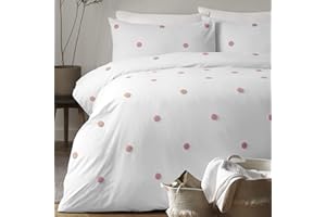 Appletree Zestaw poszewek na kołdrę podwójny - wzór w różowe kropki - 100% bawełniana pościel - biała w różowe kropki - zawiera 1 poszewkę na kołdrę (200 x 200 cm) i 2 poszewki na poduszki (50 x 75 cm