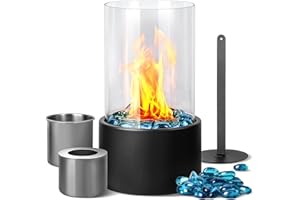 Eufrozy Table Top Fireplace Indoor Warming, Mordern Table Top Fire Pit for Indoor and Outdoor Use, Smokeless Portable Bioethanol Fireplace for Balcony/Bedroom/Living Room Decoration (Black-us)