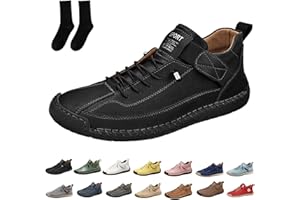 Qosneoun Elira Bequeme, Stützende Sneakers, Barfußschuhe Leder Damen Herren, Weiche, Leichtigkeit, Komfort, Slip On, Schuhe für Langes Stehen