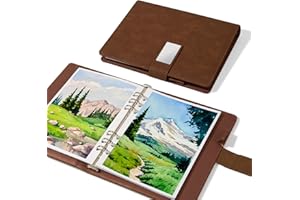 Lightwish Quaderno per schizzi ad acquerello, 100% cotone senza acidi, 300 g/m², stampa a freddo per artisti, adulti, studenti, 20 fogli, 23,25 x 16,3 cm (marrone pelle)
