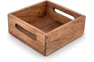 Samhita Portatovaglioli quadrato in legno con finitura bruciata, portatovaglioli per decorazione ristorante cucina bar (7,5 x 7,5 x 2,75 pollici)