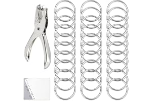 XINXINLOVEE 30 Stück Buchringe mit Lochzange 20mm Binder Ringe Heftringe Binderinge Karteikarten Ringe Ringbindung Silber Buchring für Loseblatt Scrapbook Album Buch Binden DIY