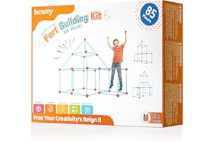 besrey Kit de Construction de Cabane Enfant Jouets de Construction de Fort pour Garçon et Fille, Châteaux, Tente Enfant, Tunnel de Jeu 85 Pcs