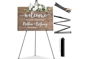PUWOWYE Cavalletto Pittura 160 cm per Esposizione, Facilmente Ripiegabile, Telescopico da Pavimento per Matrimoni, Poster, Interni, Esterni, Nero