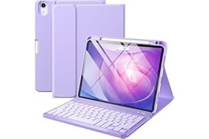 Vobafe Cover con Tastiera iPad Air 11 M3 M2 2025 2024/Air 5 4 Generazione(10,9 Pollici), Retroilluminazione a 7 Colori, Tastiera Staccabile Senza Fili, con Portapenna, Layout Italiano, Lavanda