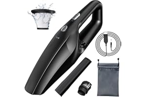 TEMOLA Aspiradora de Mano, Aspirador Coche Portátil Recargable con Filtro HEPA, Mini Aspiradora de Mano Kit de Limpieza de para Coche, Hogar, Oficina