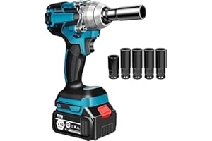 WOQLIBE Visseuse à percussion sans fil 1/2' 520 Nm Compatible avec visseuse à percussion Makita 18 V, (schlagschrauber akku)