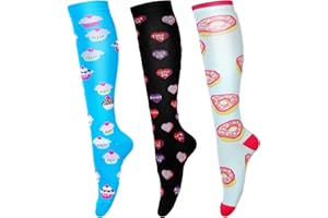 LEOSTEP Compression Socks for Women (3Pair) Knee High Support Stocking Ideal for Nurse, Flight, Sports, Travel, Pregnancy 20-30mmHg