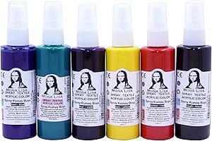 SÜDOR Textile Spray Paint Set - Fabric Paints for T-Shirts & DIY: Blue, Red, Yellow, Green, Purple, Black - Waterproof & Ideal for Tie Dye (6 Colours x 70 ml)