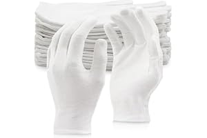 CATOR Guantes Algodón Blancos, 9 Pares Guantes de Algodón Blancos, Suaves y Flexibles, para Manos Secas, Dermatológicos, Hidratantes, Joyería