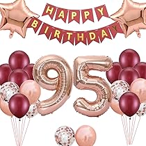 Logo Anniversaire 95 Ans Avec Icône De Ruban Rouge Signe Plat De Fête D'anniversaire 95e Année