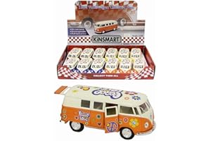 KANDYTOYS KT 01:32 Die Fusioni Volkswagen Camper con Peace And Love Hippy Design - Colori Assortiti - 1 Fornito