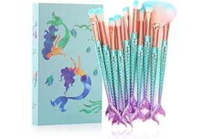 Makeup Brushes, Tenmon 10 Pieces Mermaid Style Eye Brushes Sets Suitable for Concealer Eye Shadow Powder Blush Liquid Foundation Advanced Mixed Contour Makeup Brush Kits