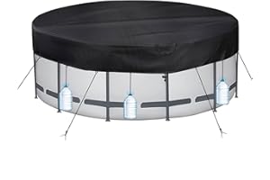 PATWING Wetterfeste Poolabdeckung Rund Ø 310 Für Ø260-305cm Pools, UV-resistente Poolplane für INTEX & BESTWAY Pools, Drahtseil und Spannschloss zur Sicherung (310x30cm)