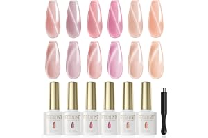 ROSALIND UV nagellack kattöga, 6 färger naken rosa kristaller magnetisk gel nagellack kattöga med magnet, blötlägg av gel nag