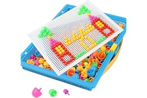 LUVDECO 352 Pcs Mushroom Nails Pegboard Children's Toy Creative DIY Mosaic Toys Colourful Educational Puzzle Toys for Kids and Toddlers, Gift for Kids Aged 3-8 (352)