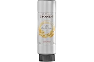 MONIN White Chocolate Sauce 500ml for Frappes, Desserts, Cocktails, Hot Chocolates and Garnishes. Vegetarian, Nut-Free, Gluten-Free. 100% Natural Flavour. Squeezy Bottle for Easy Use