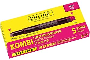 Online Dwustronne wkłady atramentowe, uniwersalne wkłady do długopisów, kompatybilne ze wszystkimi popularnymi piórami wiecznymi, nawet długopisami lamy, 5 zapasowych wkładów, kolor różowy